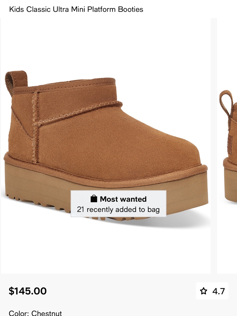 UGG Kids Platform Mini Booties - Chestnut